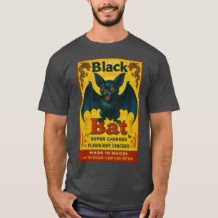 Vintage Black Bat Firecracker Label T-Shirt