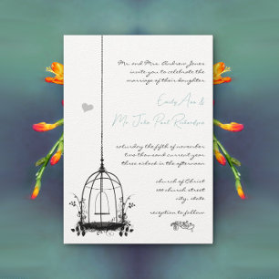 Vintage Black Birdcage Boho Aesthetic Wedding  Invitation