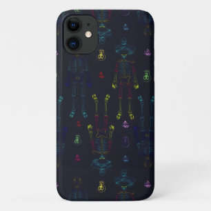 Vintage Black Blue Glowing Skeleton Sugar Skull Case-Mate iPhone Case
