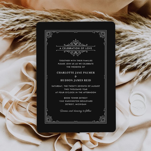Vintage Black Book Cover Wedding Invitation (Creator Uploaded)