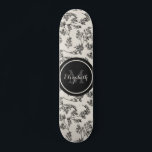 Vintage Black Botanical Floral Pattern & Monogram Skateboard<br><div class="desc">This elegant skateboard featuring black vintage botanical pattern & custom monogram would make a wonderful gift for her! Easily add the desired name & initial by clicking on the "personalise this template" option.</div>