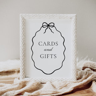 Vintage Black Bow Girl Baby Shower Cards and Gifts Poster