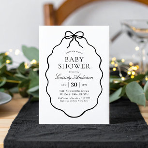 Vintage Black Bow Girl Baby Shower Invitation