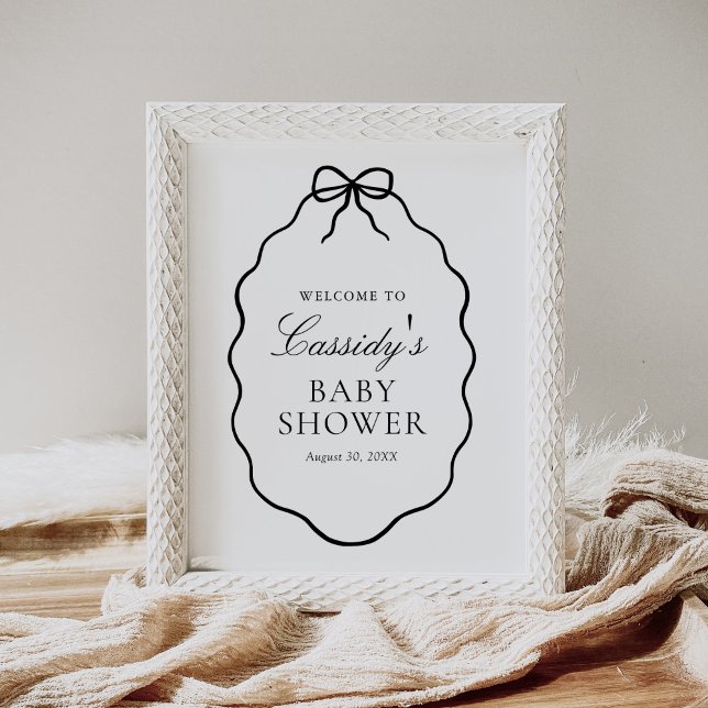 Vintage Black Bow Girl Baby Shower Welcome Sign (Creator Uploaded)