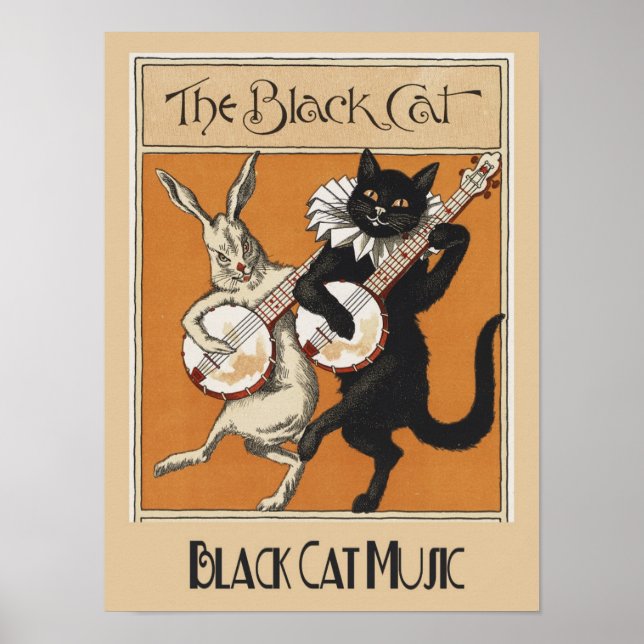 Vintage Black Cat Advertisement Poster  (Front)