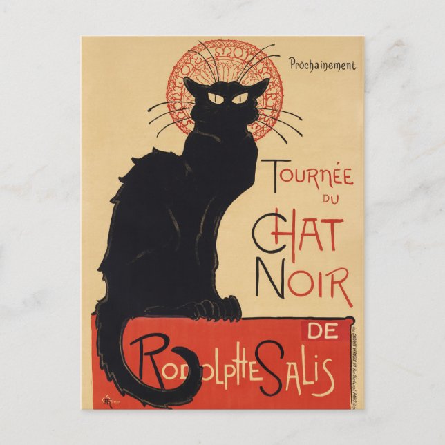 Vintage Black Cat Advertisement Poster Postcard (Front)