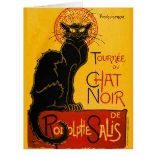 Vintage Black Cat Art Nouveau Paris Cute Chat Noir