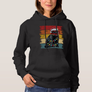 Vintage Black Cat Christmas Lights Cat Lover Chris Hoodie