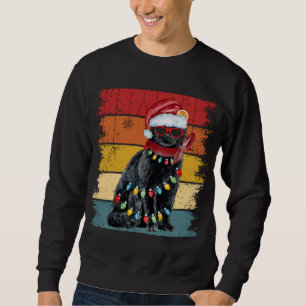 Vintage Black Cat Christmas Lights Cat Lover Chris Sweatshirt