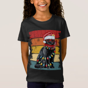 Vintage Black Cat Christmas Lights Cat Lover Chris T-Shirt