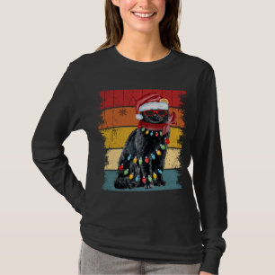 Vintage Black Cat Christmas Lights Cat Lover Chris T-Shirt