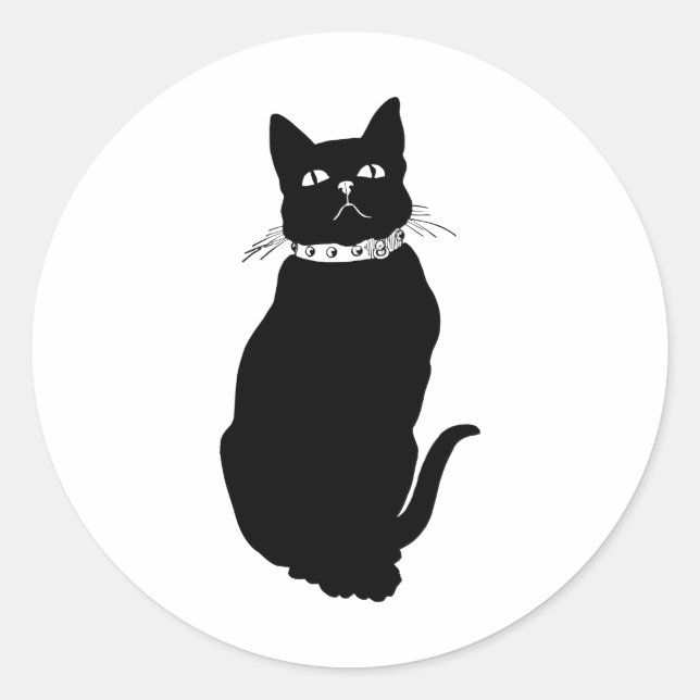 Vintage Black Cat Classic Round Sticker (Front)