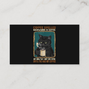 Vintage Black Cat Coffee Spelled Backwards Is Eeff Business Card