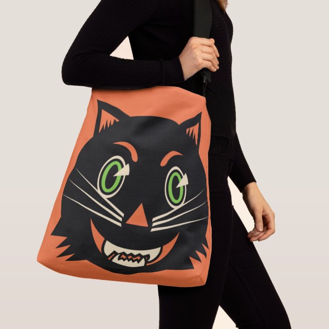 Vintage Black Cat Crossbody Bag (Close Up)