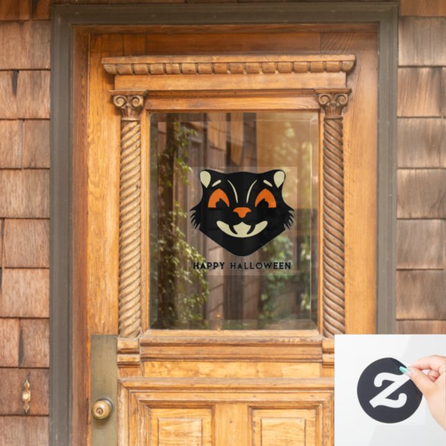 Vintage Black Cat Face Halloween (Home Door)