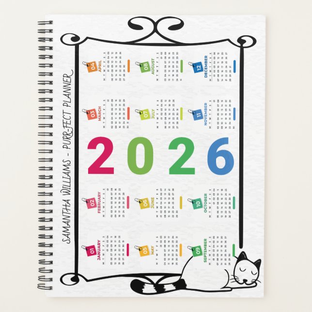 Vintage Black Cat Frame – 2026 Personalised Photo Planner (Front)
