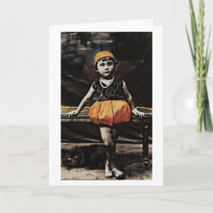 Vintage Black Cat Halloween Card