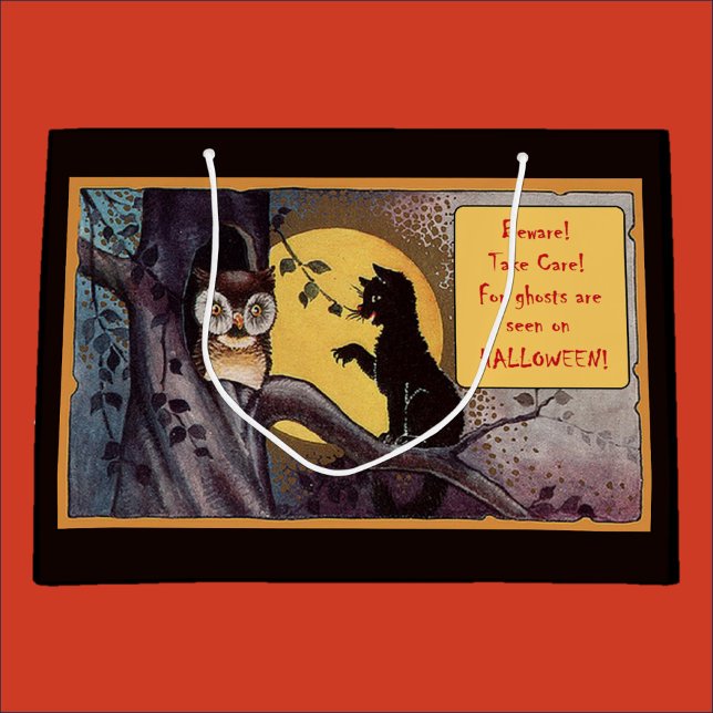 Vintage Black Cat Halloween Gift Bag (Bookmark my store! https://www.zazzle.com/store/capricepetit)