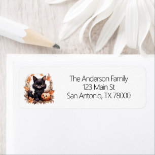 Vintage Black Cat Halloween Return Address