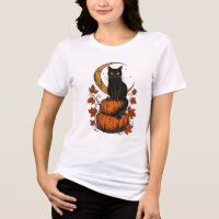 Vintage Black Cat Halloween T-Shirt | Spooky Pumpk
