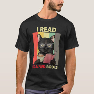 Vintage Black Cat I Red Banned Book T-Shirt
