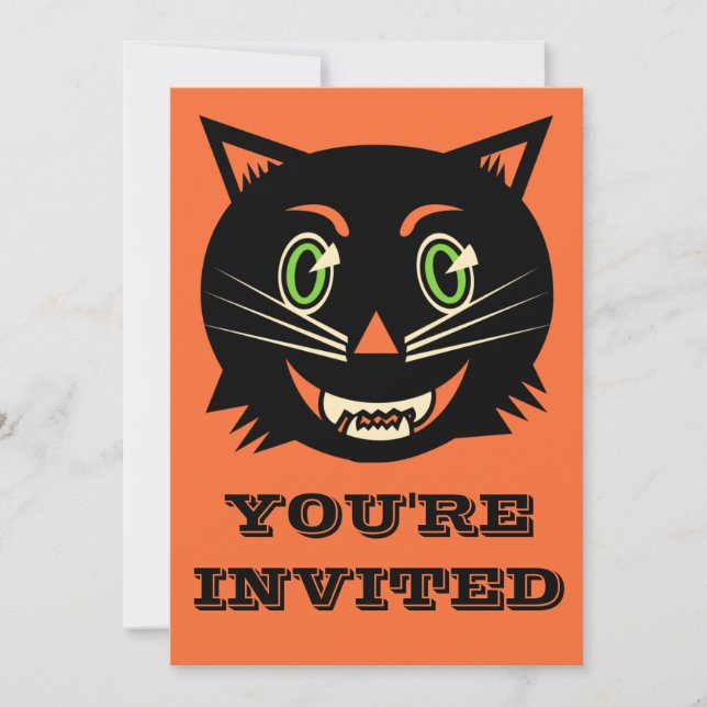 Vintage Black Cat Invitation (Front)