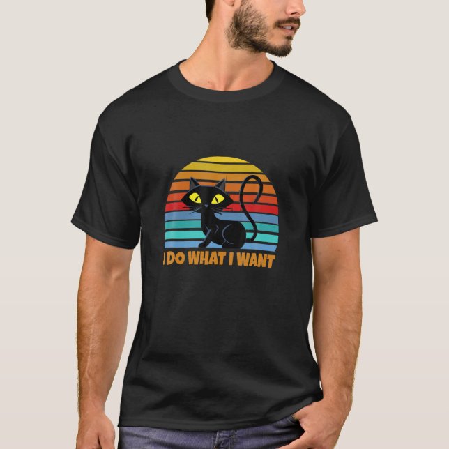 Vintage Black Cat Lover T-Shirt (Front)