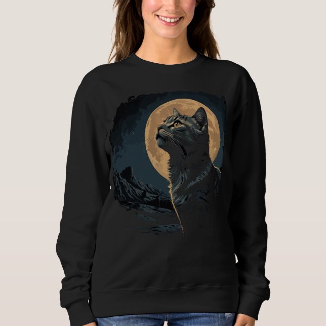 Vintage Black Cat Moon Sweatshirt (Front)