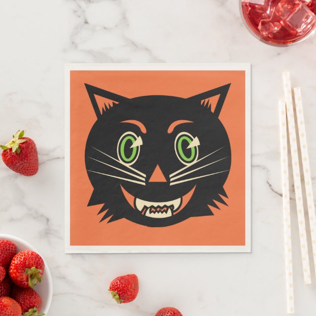Vintage Black Cat Napkin (Insitu)