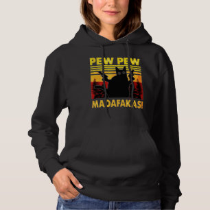 Vintage Black Cat Pew Pew Madafakas Hoodie
