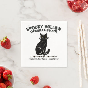 Vintage Black Cat Spooky Hollow General Store Napkin