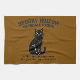 Vintage Black Cat Spooky Hollow General Store  Tea Towel