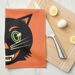 Vintage Black Cat Tea Towel