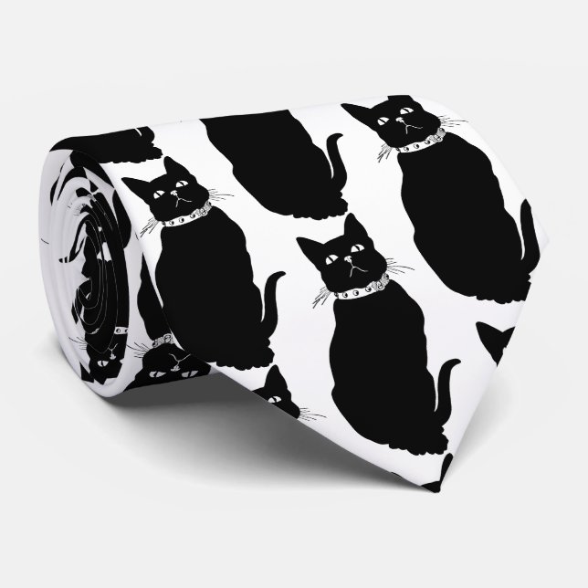 Vintage Black Cat Tote Bag Tie (Rolled)