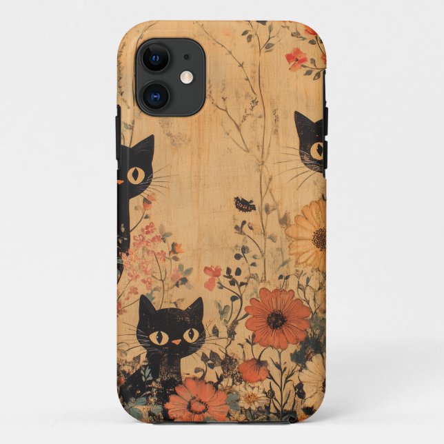 Vintage Black Cat Trio Case-Mate iPhone Case (Back)