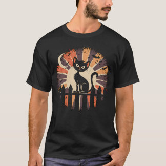 Vintage Black Cat with Crescent Moon T-Shirt