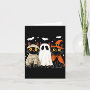 Vintage Black Cats Halloween Pumpkin Mummy Witch Card