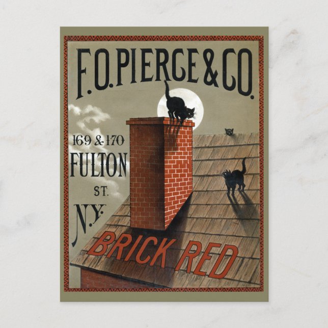 Vintage Black Cats in the Moonlight Advertisement Postcard (Front)