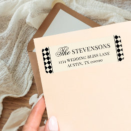 Vintage Black Chequered Old Money Return Address