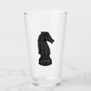 Vintage black chess piece glass