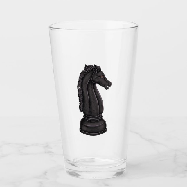 Vintage black chess piece glass (Front)