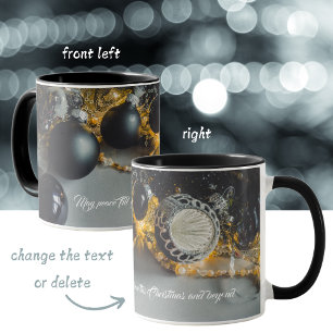Vintage Black Christmas Ornaments with Ribbon Mug