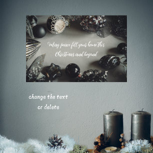 Vintage Black Christmas Ornaments with Ribbon Poster