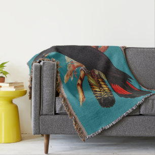 Vintage Black Cockatoo Elizabeth Gould 1800s Pos Throw Blanket