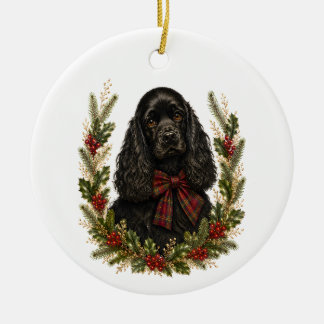Vintage Black Cocker Spaniel Christmas Ceramic Tree Decoration