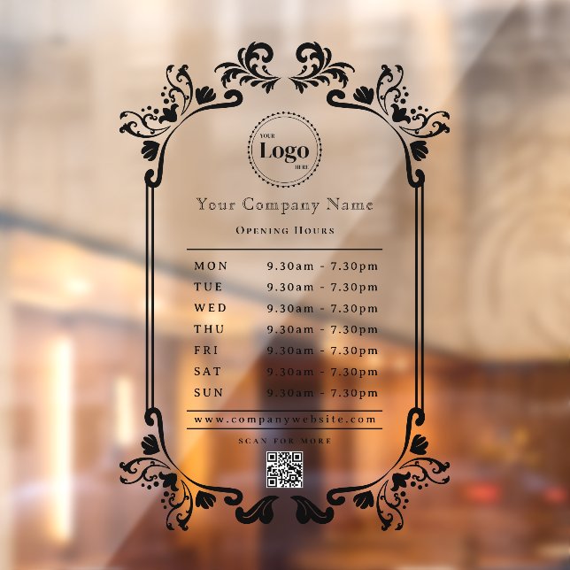 Vintage Black Company Logo QR code Opening Hours (Sheet 2)