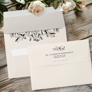 Vintage Black & Cream Retro Wedding Self Addressed Envelope