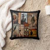 Vintage Black Crow Flower Collage Cushion (Blanket)