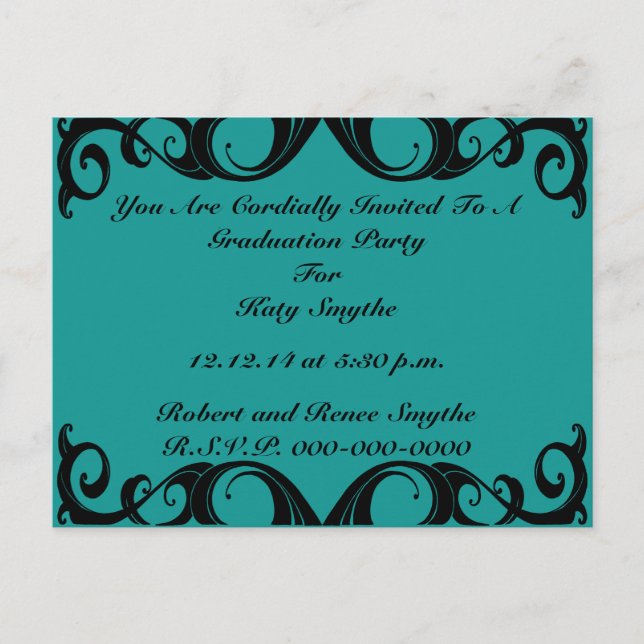 Vintage Black Curls Invitation Postcard (Front)