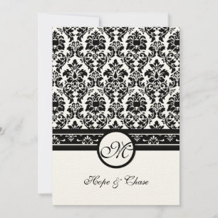 Vintage Black Damask Borders Invitation